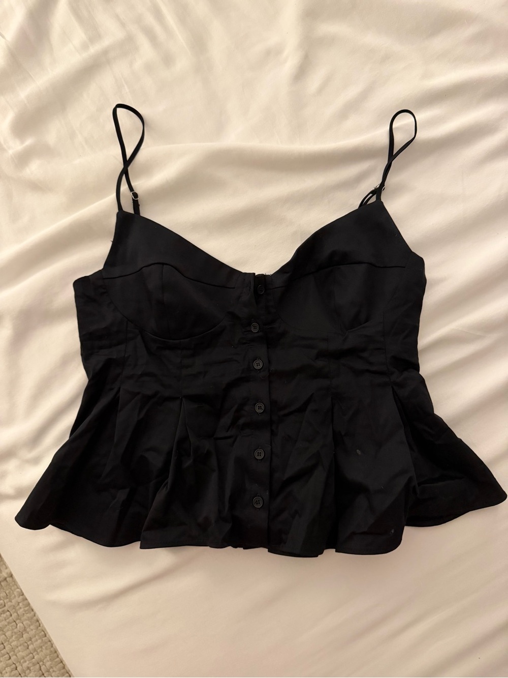 Zara Black Button-Front Spaghetti Strap Camisole